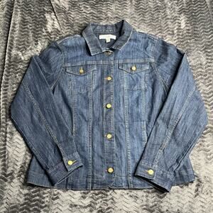 Croft & Barrow Long Sleeve Button Up Jean‎ Jacket Womens Size Large Blue